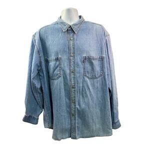 Levi's Red Tab Size XL Blue Metal Button Denim Shirt Workwear